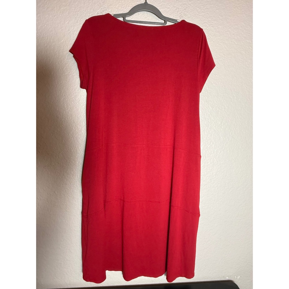 Eileen Fisher Red‎ Viscose Blend Short Sleeve Knee Length Casual Dress Large - Picture 5 of 7